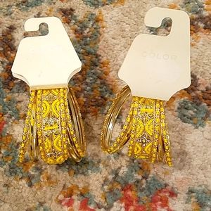 NWT: Color brand 2 sets of jeweled yellow bangles